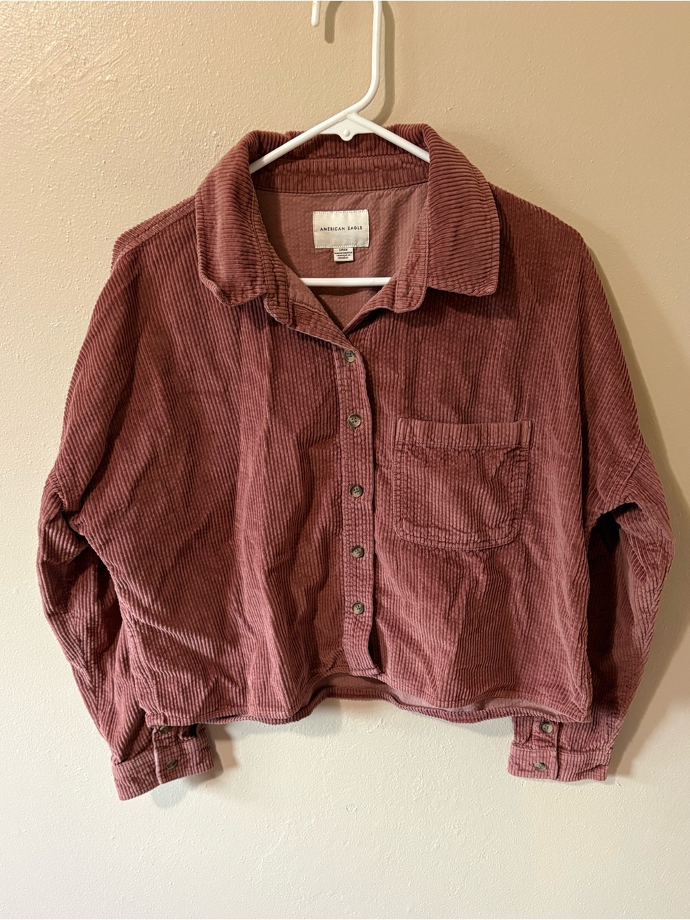 American Eagle Cropped Corduroy Button-Up Shirt Jacket Women’s size small